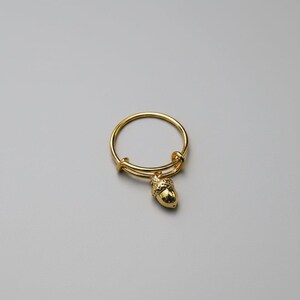 Tiny Acorn Expandable Charm Ring - Gold - - LadybugfeetDesigns -