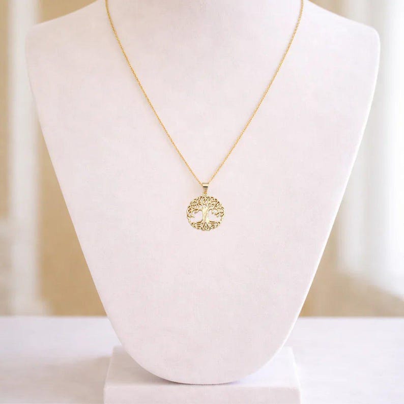 Tree of Life necklace, Gold- 20 inch - - LadybugfeetDesigns -