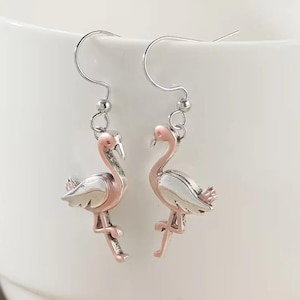 Rustic Flamingo Hook Earrings - - LadybugfeetDesigns -