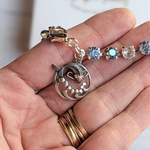Koi Pendant Faceted Crystal Bracelet, Silver - - LadybugfeetDesigns -