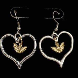 Two-Tone Bat Heart Earrings - - LadybugfeetDesigns -