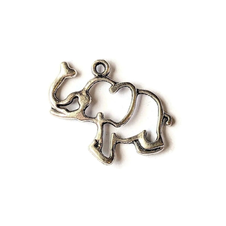 Large Silver Elephant Cut-Out Charm Pendant - - LadybugfeetDesigns -