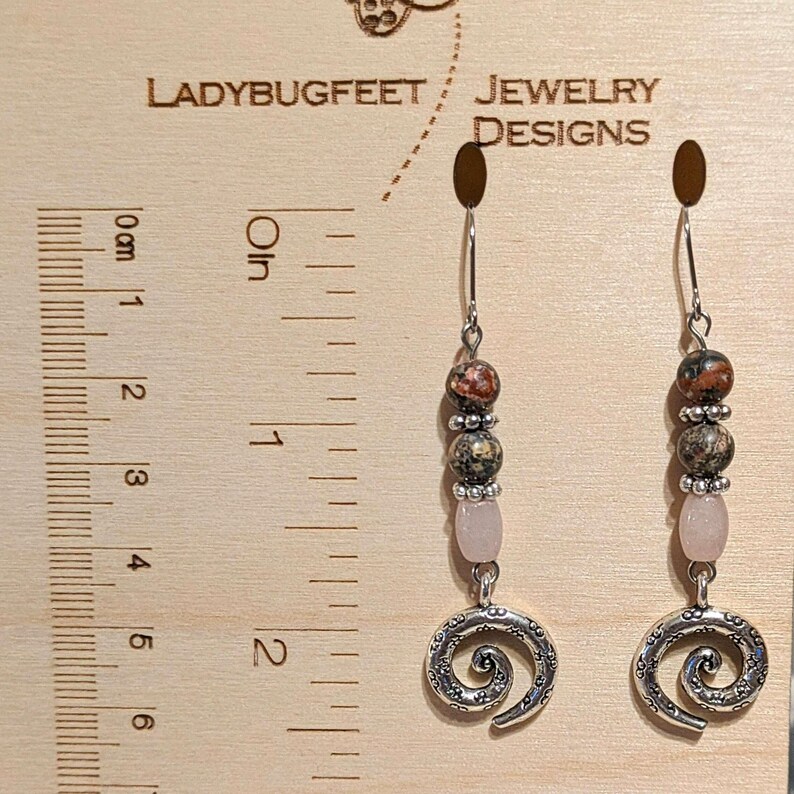 Opal, Jasper Swirl Earrings - - LadybugfeetDesigns -