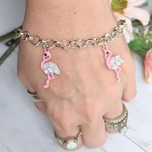 Flamingo Charm Bracelet III - - LadybugfeetDesigns -