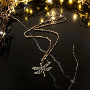 Dragonfly Boho Necklace, Antique Bronze - 18 inches - - LadybugfeetDesigns -
