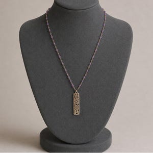Silver Tag Crystal Bead Necklace, 20 inch - - LadybugfeetDesigns -