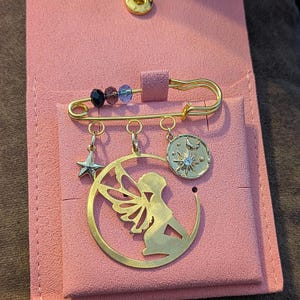 Fairy Safety Pin Brooch, Purse Charm - - LadybugfeetDesigns -