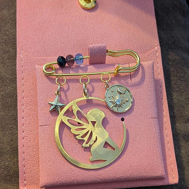 Fairy Safety Pin Brooch, Purse Charm - - LadybugfeetDesigns -