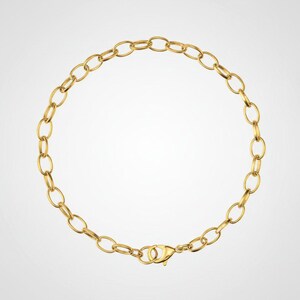 Shiny Gold-Tone Oval Link Charm Bracelet Base - D.i.y. - Build Your Charm Bracelet! - - LadybugfeetDesigns -
