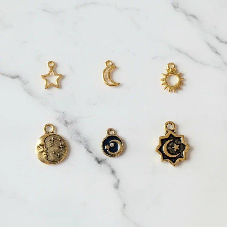 Celestial Mini Charm Box - 6 pc., Gold - - LadybugfeetDesigns -