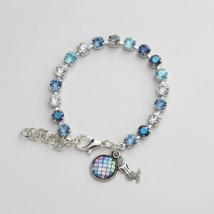 Mermaid Faceted Crystal Bracelet, Silver - - LadybugfeetDesigns -