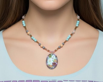 Cobblestone Pond Beaded Necklace / Earring Set, 22 inch