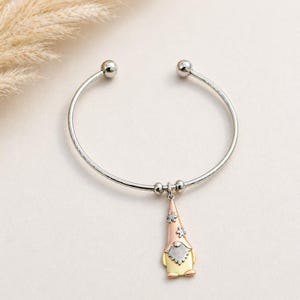 Gnome Euro Bangle Cuff, Silver - - LadybugfeetDesigns -