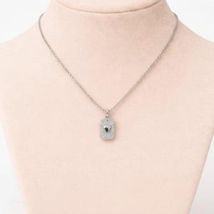 CZ Heart Tag Necklace, Silver - 20 inch - - LadybugfeetDesigns -