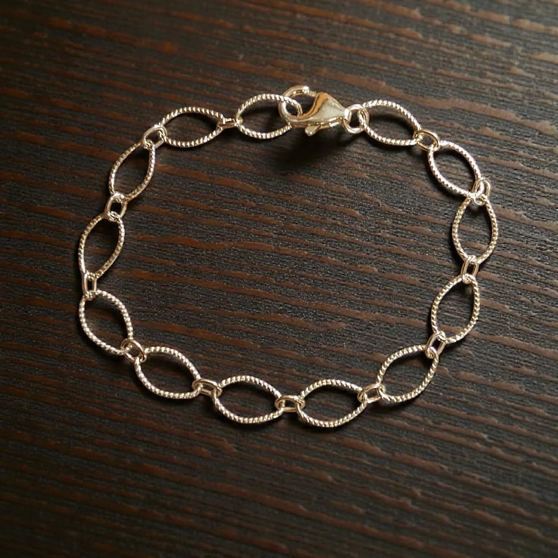 925 Sterling Silver Textured Charm Bracelet Base - D.i.y. - Build Your Charm Bracelet! - - LadybugfeetDesigns -