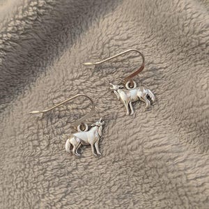 Howling Wolf Hook Earrings, Silver - - LadybugfeetDesigns -