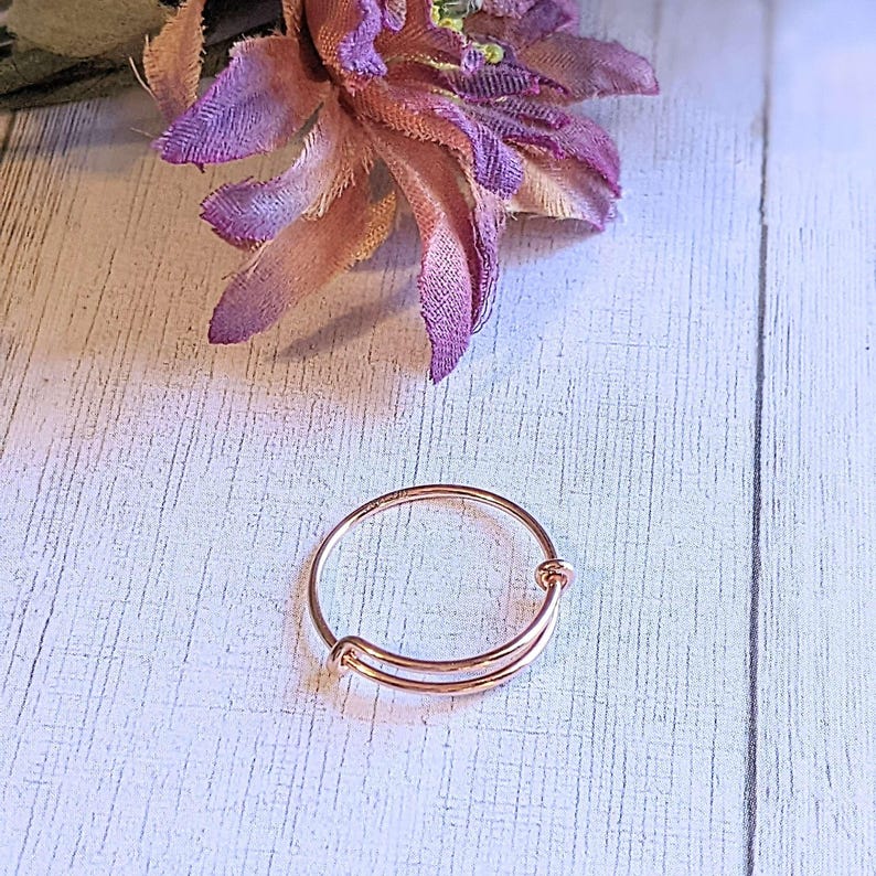 DESIGN YOUR Charm Ring, Adjustable Rose-Gold Filled charm dangle ring - - LadybugfeetDesigns -
