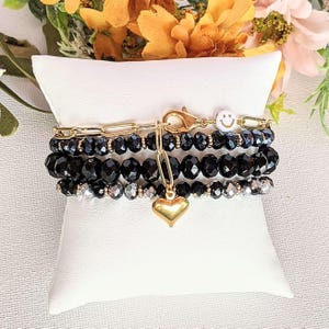 Gold Smiley Stainless Steel Paperclip Chain Bracelet - - LadybugfeetDesigns -