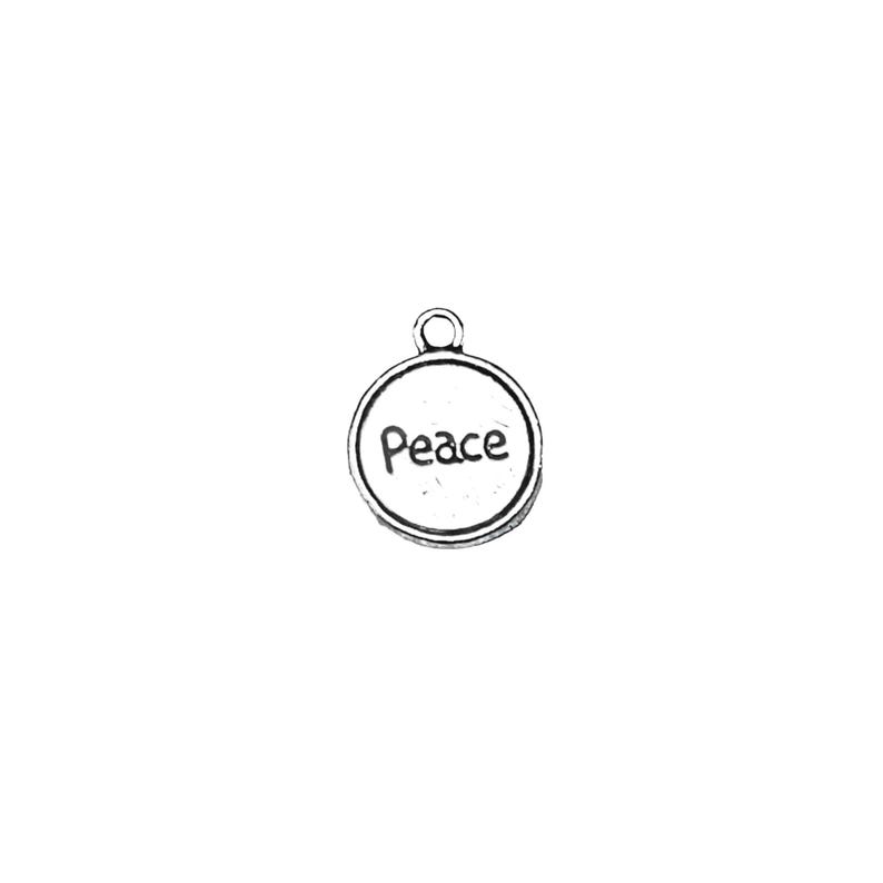 Silver Peace Charm - - LadybugfeetDesigns -