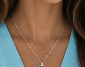 Dog Paw Necklace, 20 Inches - Silver