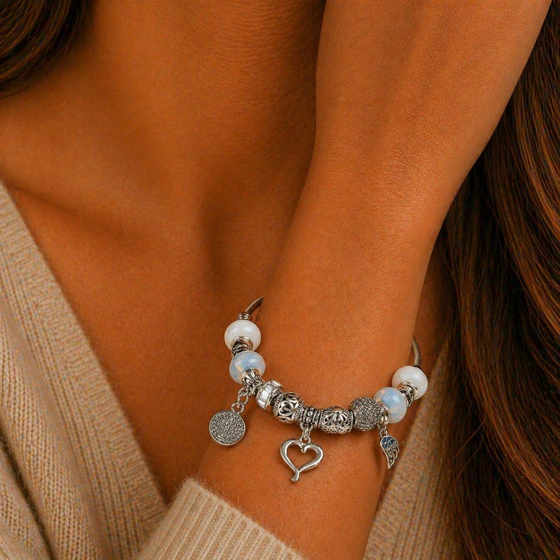 Easy Wrap Memorial Cuff Bracelet, Silver - - LadybugfeetDesigns -