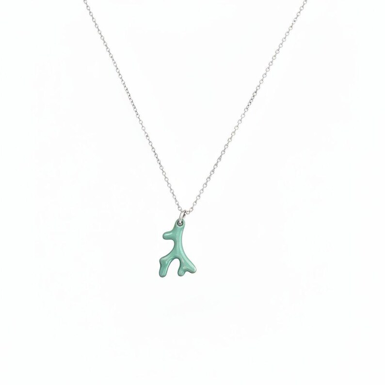 Aqua Blue Coral necklace, Silver - 18- 24 inch - - LadybugfeetDesigns -