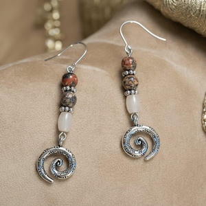 Opal, Jasper Swirl Earrings - - LadybugfeetDesigns -