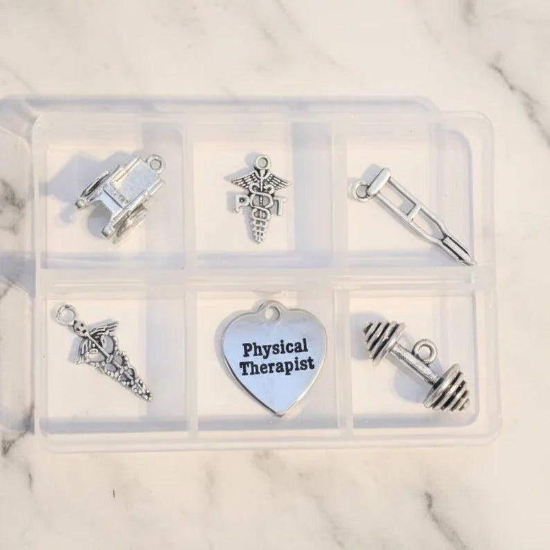 Physical Therapist Mini Charm Box - 6 pc., Silver - - LadybugfeetDesigns -