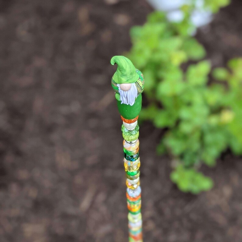 Gonk Gnome Garden Jewels/ Garden Suncatcher/ 12" or 24" Plant Stake - - LadybugfeetDesigns -