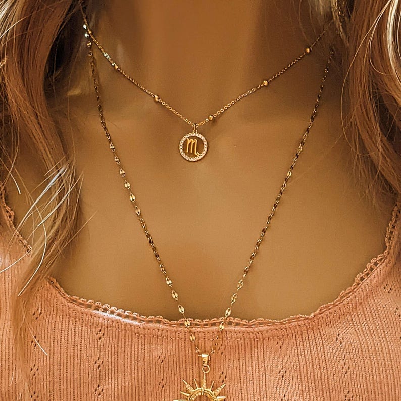 CZ Zodiac Symbol Necklace, Gold - 18 inch - - LadybugfeetDesigns -