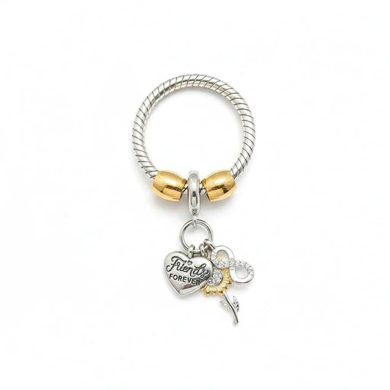 Friends Forever Sunflower Sterling Silver Toggle Charm Necklace, 20 inches - - LadybugfeetDesigns -