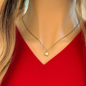 Heart necklace, Gold - 20 inch - - LadybugfeetDesigns -