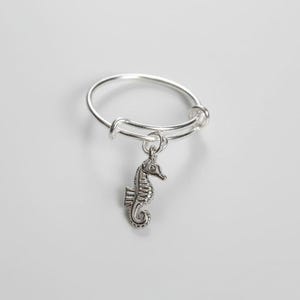 Seahorse Expandable Charm Ring - Silver - - LadybugfeetDesigns -