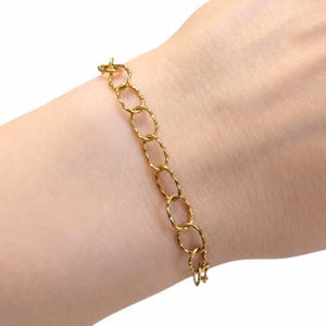 14K Gold PVD Plated Hammered Stainless Steel Charm Bracelet Base - D.i.y. - Build Your Charm Bracelet! - - LadybugfeetDesigns -