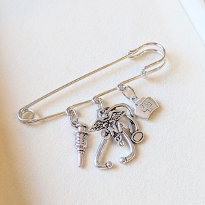 CNA - Certified Nursing Asst. Safety Pin Brooch, Purse Charm - - LadybugfeetDesigns -