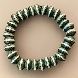 Ebony Wood Bead Stretch bracelet - - LadybugfeetDesigns -