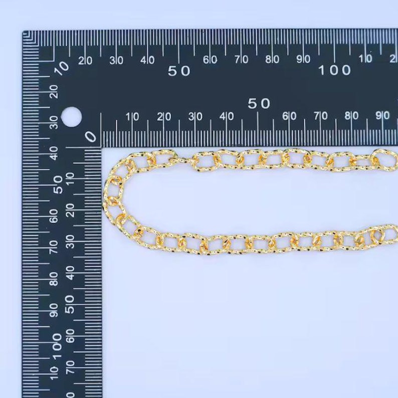 14K Gold Filled Textured Oval cable chain Bracelet Base - D.i.y. - Build Your Charm Bracelet! - - LadybugfeetDesigns -