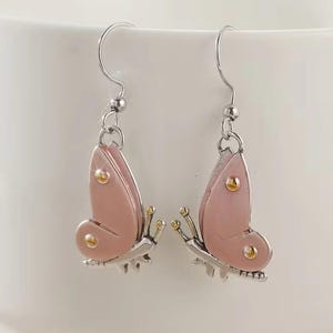 Rustic Butterfly Hook Earrings, Silver - - LadybugfeetDesigns -