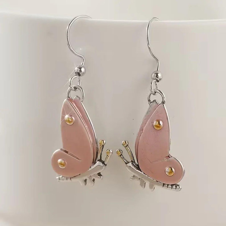 Rustic Butterfly Hook Earrings, Silver - - LadybugfeetDesigns -