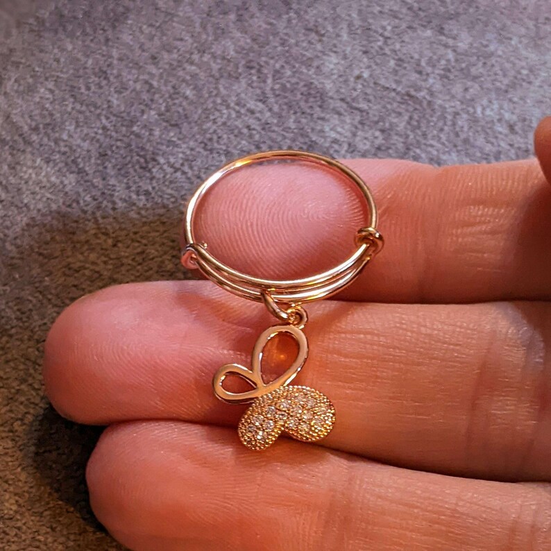CZ Rose Gold Butterfly Ring 5-7 - - LadybugfeetDesigns -
