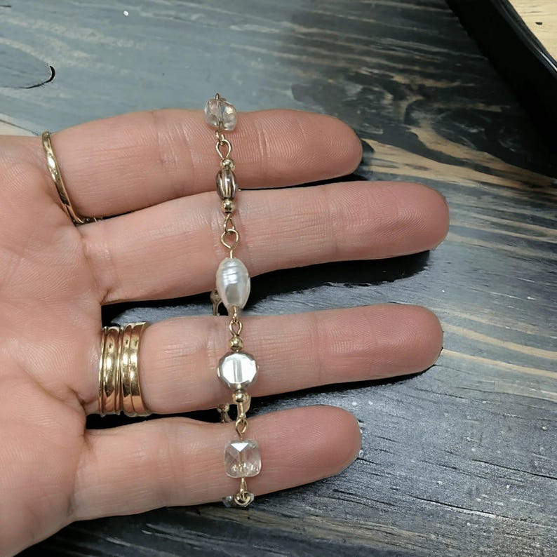 Romantic Crystal Pearl bracelet - - LadybugfeetDesigns -