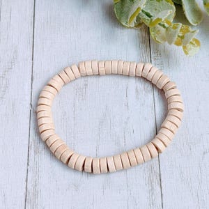 Ivory Heishi Wood Bead Stretch bracelet - Unisex - - LadybugfeetDesigns -
