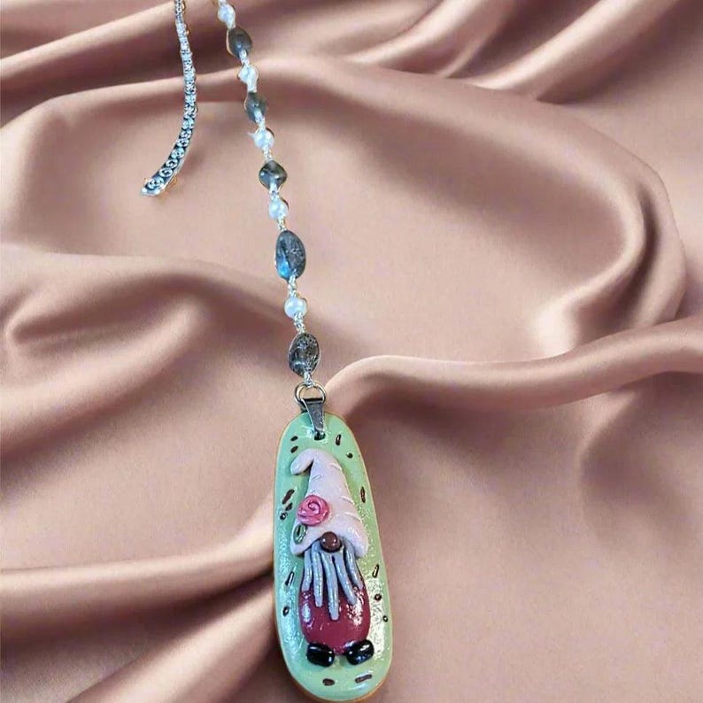 Gnome Labradorite Bead Bookmark - - LadybugfeetDesigns -
