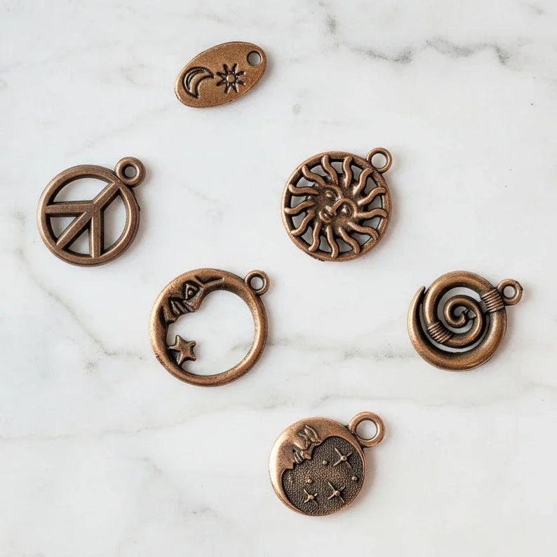 Celestial Mini Charm Box - 6 pc., Rose-Gold/Copper - - LadybugfeetDesigns -