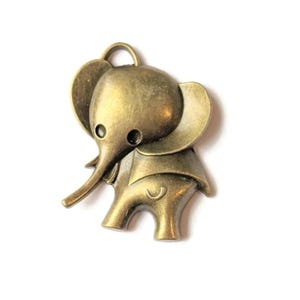 Large Antique Bronze Elephant Charm Pendant - - LadybugfeetDesigns -