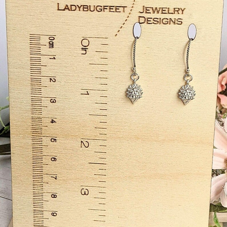 Hedgehog Dangle Hook Earrings, Gold or Silver - - LadybugfeetDesigns -
