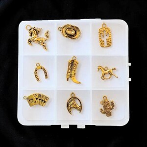 Wild West II Themed Charm Box - 9 pc., Gold - - LadybugfeetDesigns -