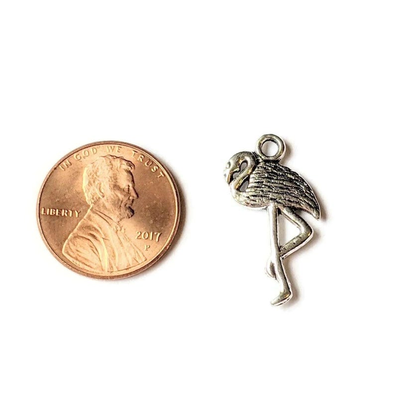 Silver Flamingo Charm II - - LadybugfeetDesigns -