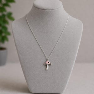 Rustic Whimsical Mushroom Necklace, 20 inches - Silver - - LadybugfeetDesigns -