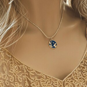 Blue Enamel Zodiac Pendant Necklace, Gold - 20 inches - - LadybugfeetDesigns -